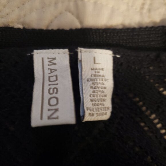 MADISON Black Cardigan Sweater with Sheer back - Picture 6 of 12